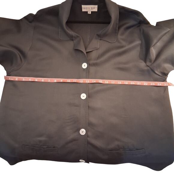 David Dart Women's Top Button-Up Linen Blend Black Size-XL - Picture 5 of 9